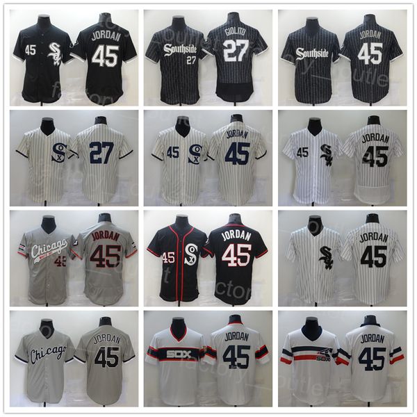 Men City Connect Baseball 27 Lucas Giolito Jersey 45 Michael Team Color Black White Grey Beige Pinstripe Flexbase All Stitched Cool Base Pullover Cooperstown