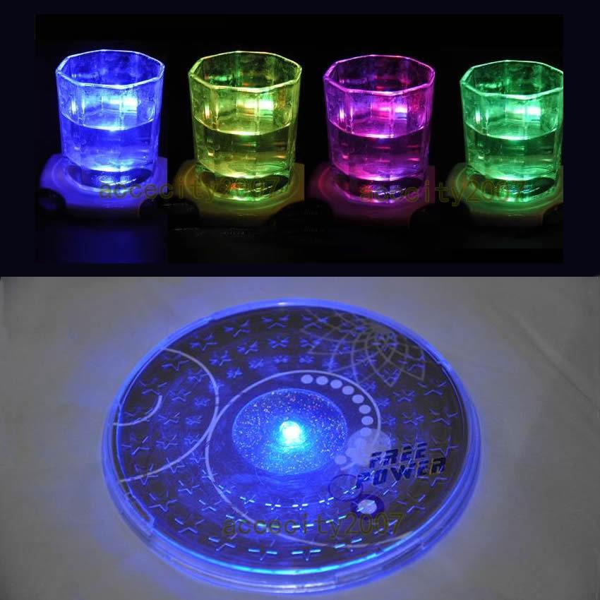 Wholesale- 1X LED Coaster Color Change Light Up Drink Cup Mat Tableware Glow Bar Club Party#XY#