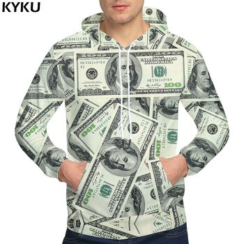 KYKU Brand Dollars Hoodies Money Sweat shirt Funny 3d hoodies Hip Hop Hoodie Men Cool 2018 Hoody