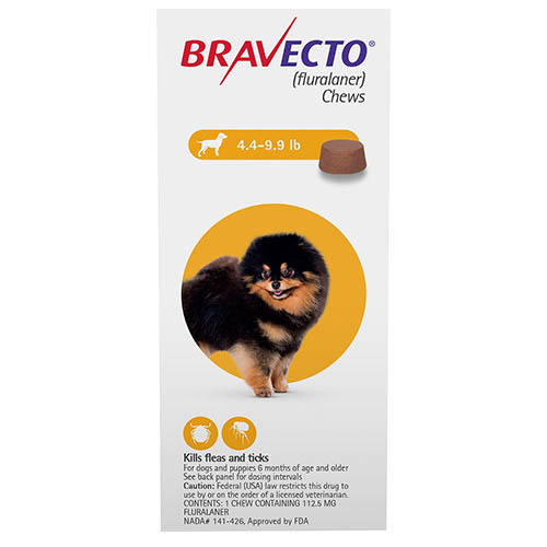 Bravecto For Toy Dogs 4.4 To 9.9 Lbs (Yellow) 3 Chews