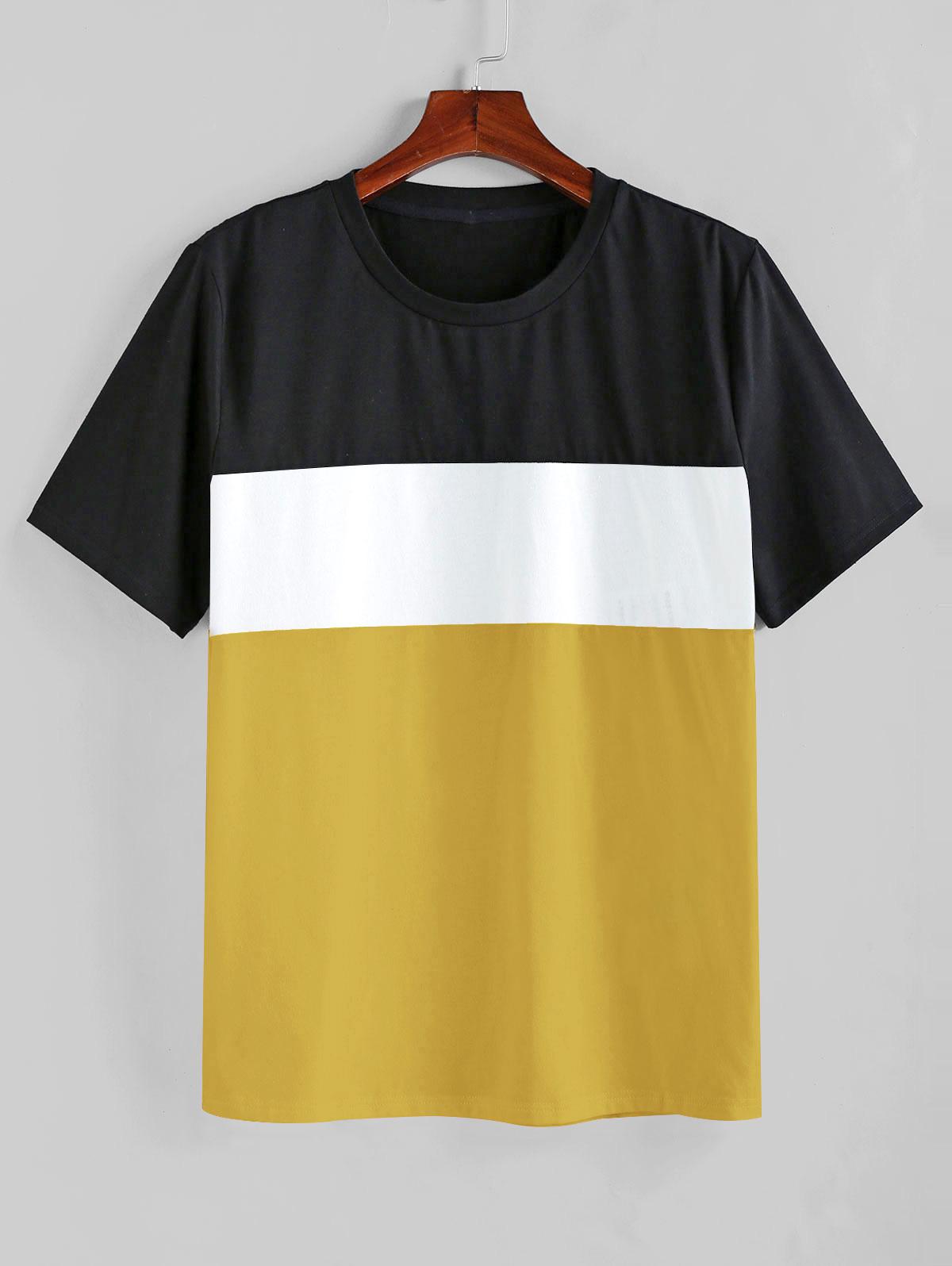 ZAFUL Color Spliced Short Sleeves T-shirt 2xl Goldenrod
