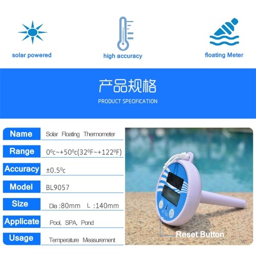 Solarbetriebenes digitales Thermometer Drahtloses Teichbecken Schwimmendes LCD-Display Schwimmbadthermometer Solarthermometer Schwimmendes Thermometer Badbadewanne Thermometer