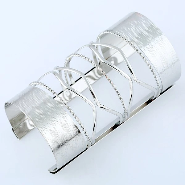 Hollow Out Cable Wire Open Cuff Long Bracelet
