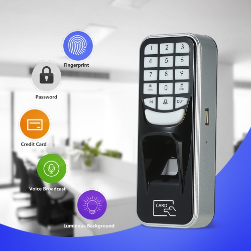 Fingerprint Password ID Card Lock Access Control  Off-line Attendance Machine