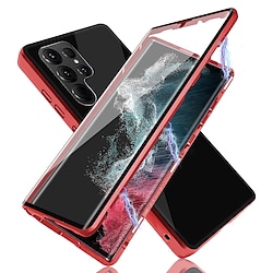 Magnetic Case with Screen Protector For Samsung  S23 S22 S21 S20 Plus Ultra  A53 S21 Plus A72 A52 A42 A32 Note 20 Ultra 360-degree Single Side Tempered Glass Metal Phone Fundas Cover miniinthebox