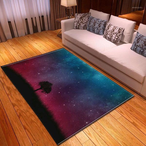 Carpets Modern Living Room Carpet Non Slip Home Decorative Night Scenery Kids Bedside Area Rugs Floor Mat Dining Table And1