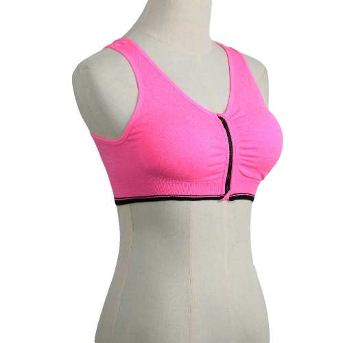 New Fashion Women Sports Bra Push Up Zipper Wireless Padding Fitness Stretch Breathable Yoga Gym Underwear Vest