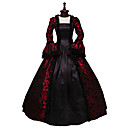 Rococo Victorian 18th Century Dress Lace Costume Black / Red Vintage Cosplay Party Prom Long Sleeve Ball Gown