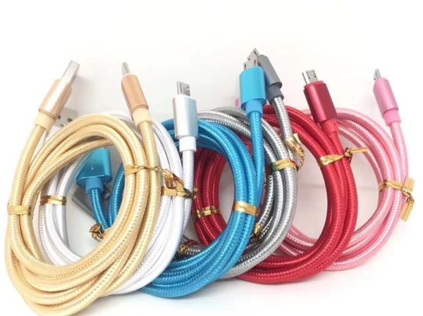 Metal Braid Type C Micro USB phone cables Charger Lead For Samsung S20 S20plus S9 S8 Android 1M 2M 3M