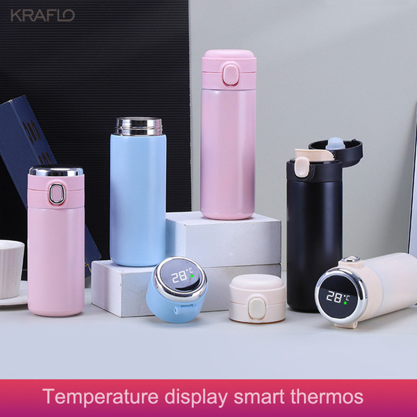 Touch screen temperature Korean Thermos water bottle Big Sell Portable 320ml Stainless Steel Double Wall Insulated Vacuum Thermos Peas Cup For advertising Gift