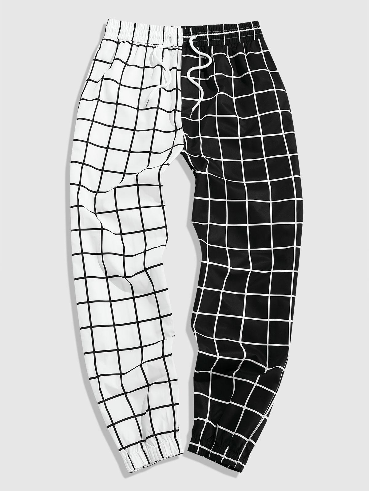 ZAFUL Men's ZAFUL Grid Print Two Tone Sweatpants Xl