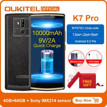 OUKITEL K7 Pro Smartphone Android 9.0 MT6763 Octa Core 4G RAM 64G ROM 6.0