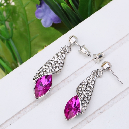 Luxurious Retro Desert Light Sea Thought Rhinestone Crystal Earring Jewelry Accessories for Woman Girl