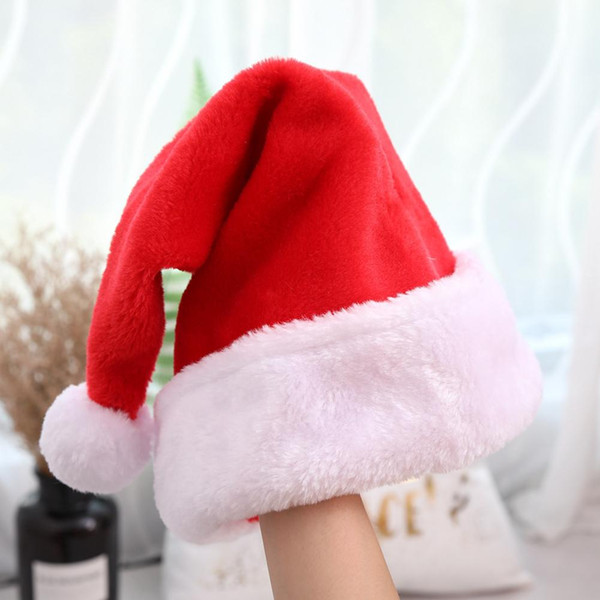 Wholesale Soft Plush Christmas Hat Thick Red Old Man Hat Holiday Dress Merry Christmas Party Decoration Xmas For Children
