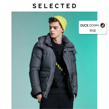 SELECTED Men's Contrasting Plaid Down Jacket Winter Outwear Coat L|419412570