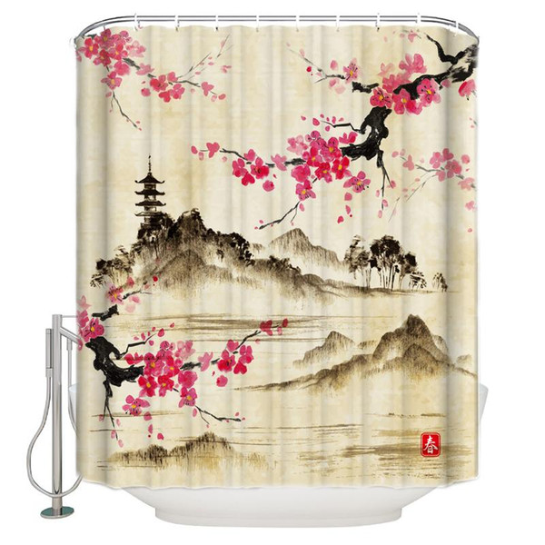 The Most Beautiful Landscape Paintings Of Flowers Shower Curtain Bathroom Decorative Fabric Waterproof Shower Curtain