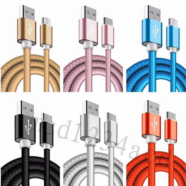 2A 1m 1.5m 2m 3m Alloy Nylon Braided Fabric Usb Type c Micro cables For Samsung s6 s7 s8 s9 s10 note 8 9 10 htc
