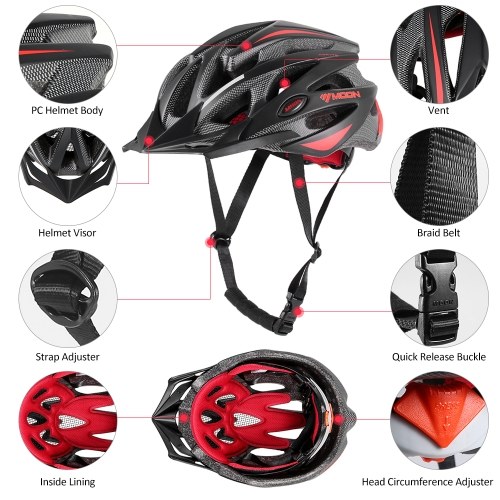 Moon Adjustable Bike Helmet Unisex Adult Cycling Helmet with Visor for Road Racing MTB Cycling