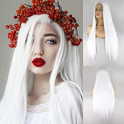 Synthetic Lace Wig Natural Straight Style 12-26 inch White Silky Straight 132.5 lace front Wig Female Wig White Lightinthebox
