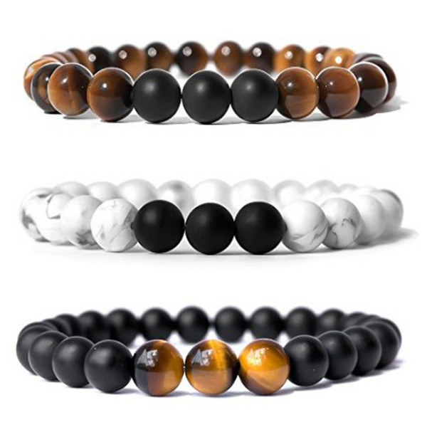 wholesale 3 styles mens natural stone bracelet fashion stretch bracelet energy yoga beads charms healing balancing bracelet jewelry b574sf