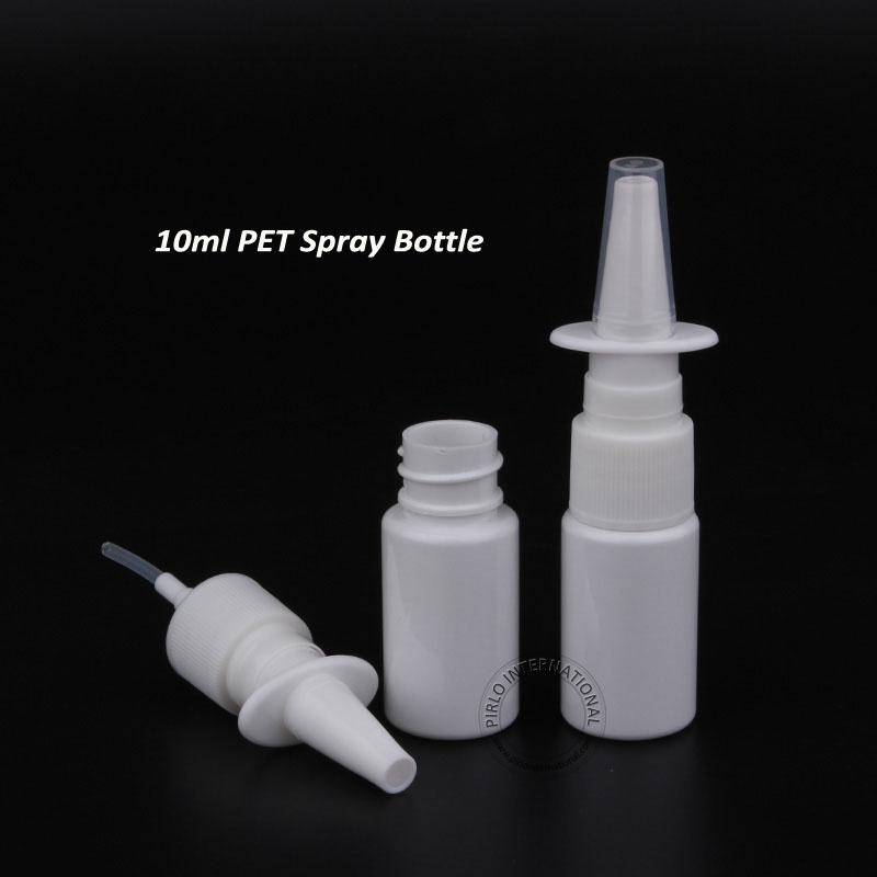 50pcs x 10cc Excellent White Plastic Nasal Bottles Mist Spray PET Bottle 10ml Empty Nose Pharmaceutical Atomizer With White Lid