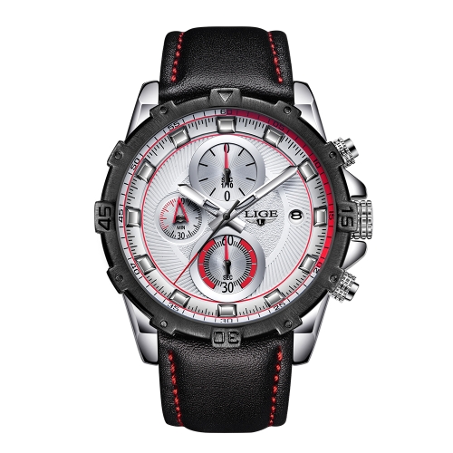 LIGE Fashion Sport Men Watches 3ATM Water-resistant Quartz Watch Luminous Man Wristwatch Male Relogio Musculino Chronograph