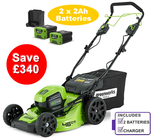 Greenworks GD60LM46SP 60v Self-Propelled Cordless Mower includes Battery and Charger