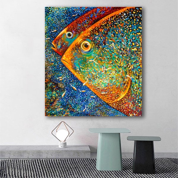 Abstract Colorful Fishes Painting Posters and Prints Modern Cuadros Art Decorative Wall Pictures For Living Room Home Decor