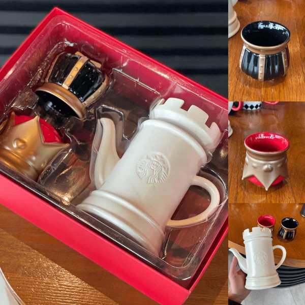 Starbucks teapot ceramic Valentine's day love to meet opponents chessboard King Queen Castle cup pot set gift box