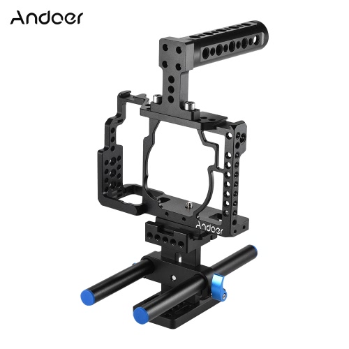 Andoer Aluminum Alloy Camera Cage Video Film Movie Making Stabilizer with Cold Shoe Mount for Sony A7/ A7R/ A7S Camera