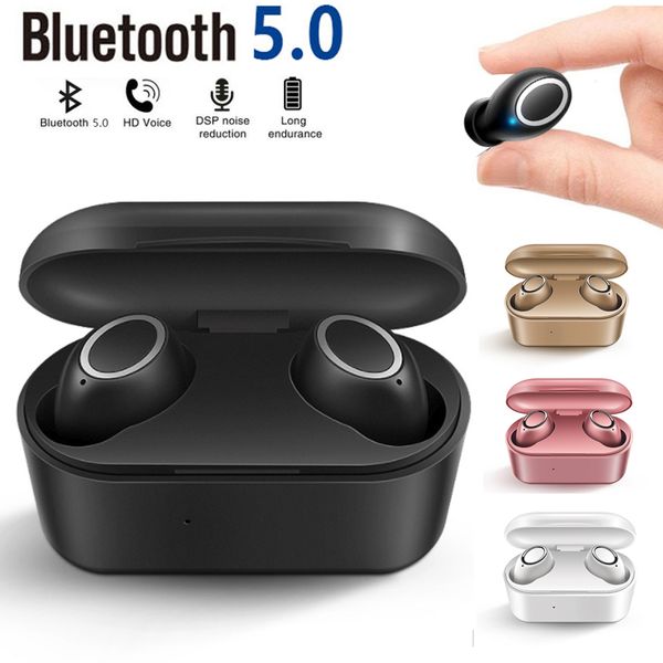 High Quality TWS Wireless Bluetooth Earphone 3D Stereo Sound Earbud Wireless Touch Headset Mic with Charging Box with Four Colors Wholesale