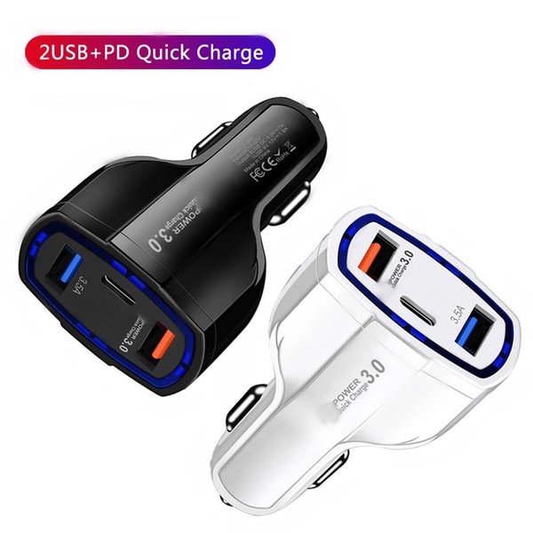 35W 7A Fast Quick Charging PD USB-C 3Ports Car Charger Auto Power Adapters For Ipad Mini Iphone x 12 13 11 Htc Android phone pc mp3