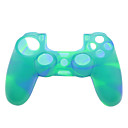 caisse de peau de silicone pour PS4 Controller (vert et bleu)