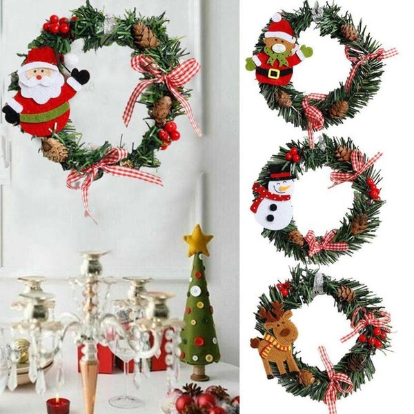 Decorative Flowers & Wreaths Christmas Wreath Xmas Door Garlands Oranments Merry Decor For Home 2021 Happy Year Naviidad Pendants