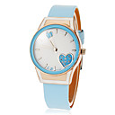 Women's Heart Pattern Round Dial Pu Band Quartz Analog Wrist Watch (Assorted Colors)
