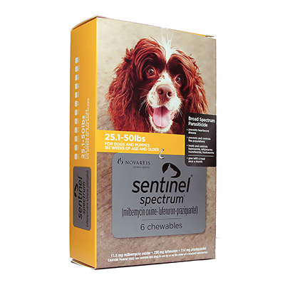 Sentinel Spectrum Yellow For Dogs 25.1-50 Lbs 3 Chews