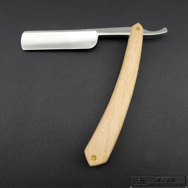 Blank Men Shaving Manual Straight Razor Classic Pure Beech Wood Handle Barber Razors Folding Knife Shaver