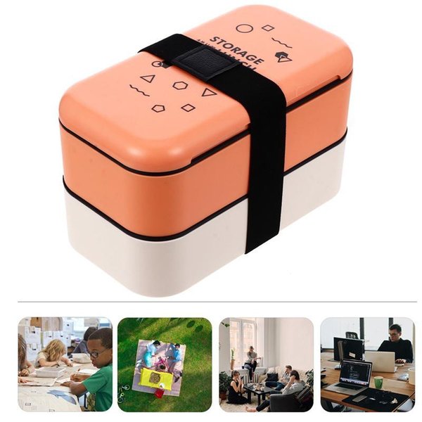 Dinnerware Sets 1pc Japanese Double Layer Lunch Box Bento Container For Student Worker