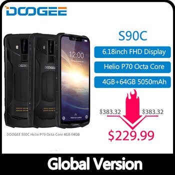 IP68 DOOGEE S90C Modular Rugged Mobile Phone 6.18inch Display 12V2A 5050mAh Helio P70 Octa Core 4GB 64GB 16MP+8MP Android 9.0