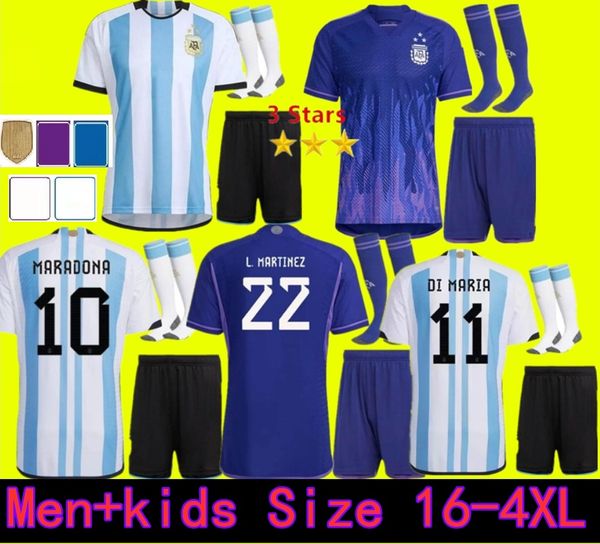 S--4XL Argentina soccer Jersey football shirt 2022 DYBALA AGUERO MARADONA DI MARIA 22 23 fans player version Men Kids kit sets uniforms socks home away