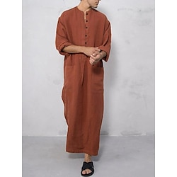 Arabian Muslim Adults Men's Religious Saudi Arabic Robe Thobe / Jubba For Linen Ramadan Leotard / Onesie Lightinthebox