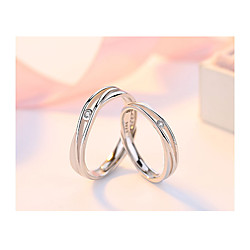 Couple Rings Synthetic Diamond Solitaire Silver S925 Sterling Silver Love Precious Elegant Fashion 1 Pair Adjustable / Couple's / Adjustable Ring Lightinthebox