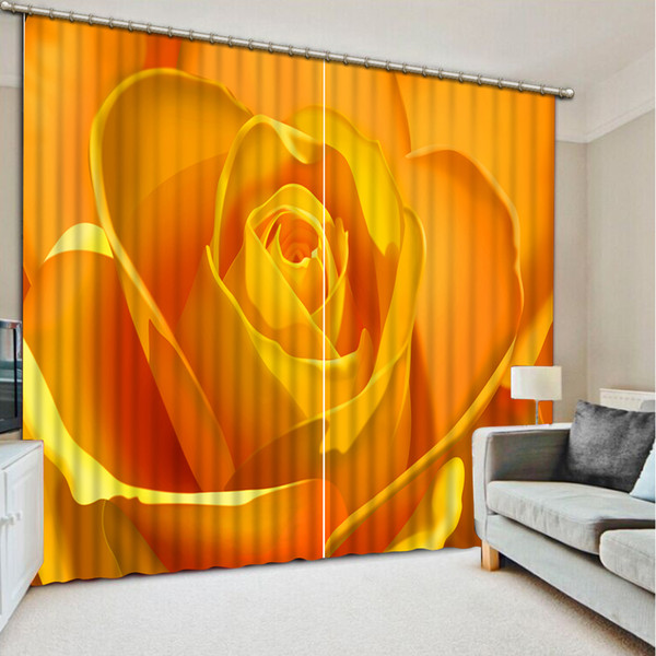 Relief Roses Printing Blackout Curtains For Living Room Bedroom Window 3D Curtain Home