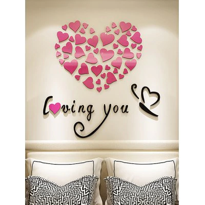 Valentine Love Heart Letter Acrylic Wall Stickers