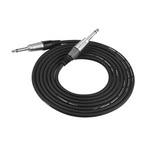 Cable de guitarra negro Instrumento musical Cable de audio para guitarra eléctrica Bajo Teclado Clavijas rectas TS de 1/4 a 1/4 de pulgada, 3 metros / 10 pies