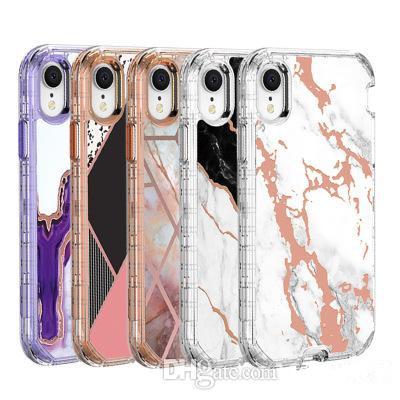 For iphone 11PRO MAX xr xs max Case Luxury Marble 3 in 1 Heavy Duty Shockproof Full Body Protection Cover Case For Samsung Note10 plus