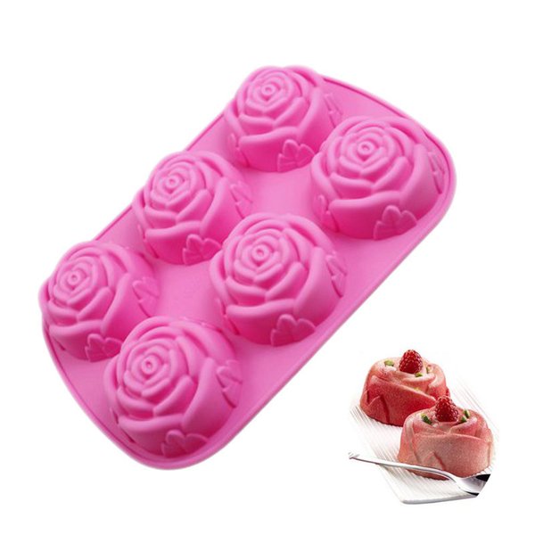 6 Cavities Flower Shape Cake Moulds Baking Mold Silicone Handmade Soap 1221539