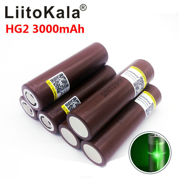 LiitoKala HG2 18650 3.7V 3000mah electronic cigarette Rechargeable battery power high discharge,30A large current High Power flashlig