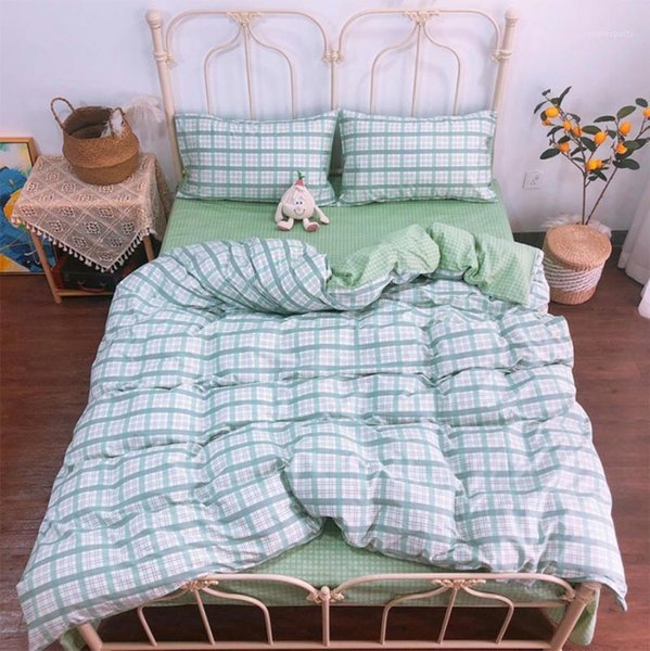 Modern Green Paid Bedding Set Teen Child Kid,twin Full Queen Cotton Single Double Home Textile Bed Sheet Pillow Case Quilt Cover1