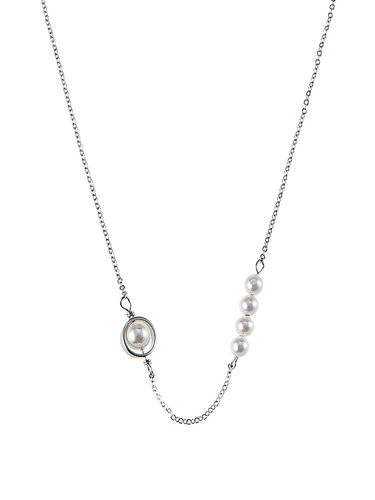Sterling Silver Imitation Pearl Necklace